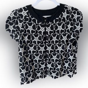 Alice + Olivia Loria Lace Crop Silk Blend Top